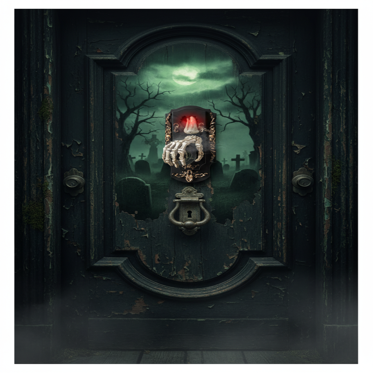 Motion Sensor Doorbell Spray Prop with Sound and Light Effects for Halloween Decorations