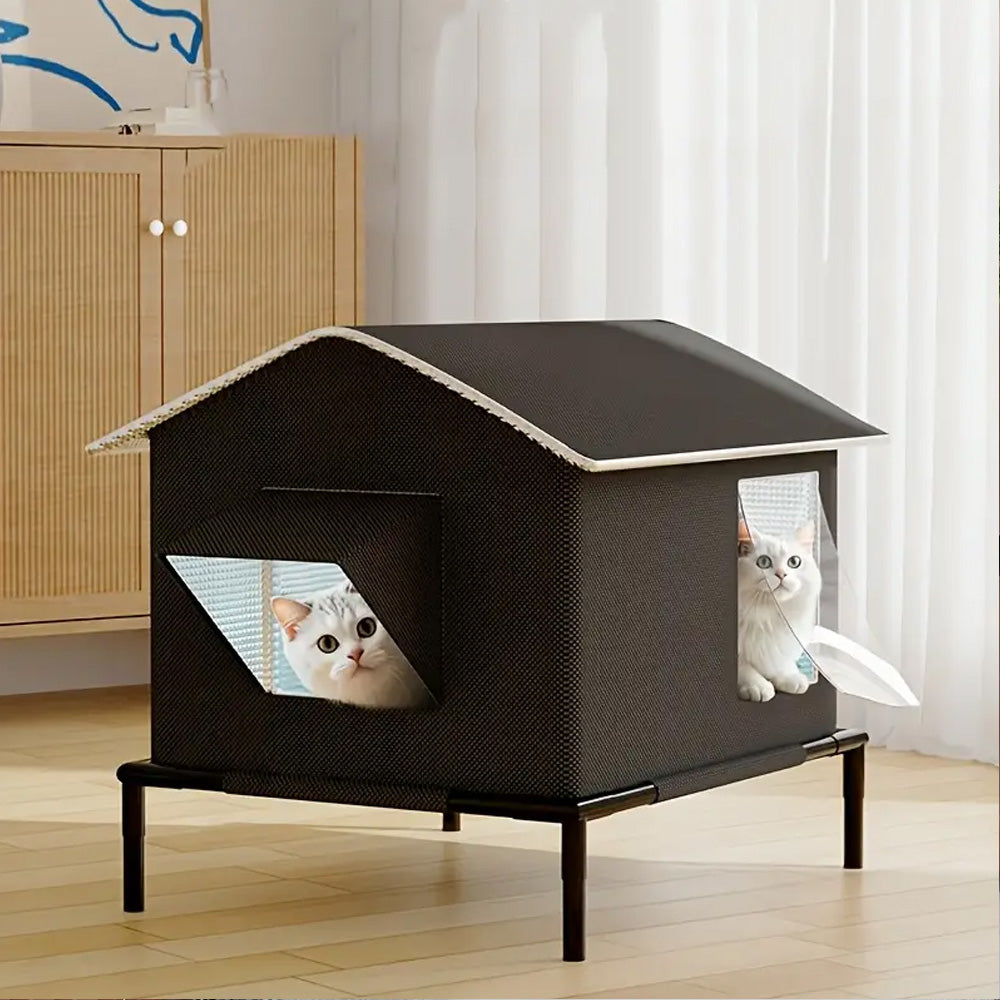 Raised Pet Bed with Moisture-Resistant Fabric and Stainless Steel Frame for Cats and Small Dogs