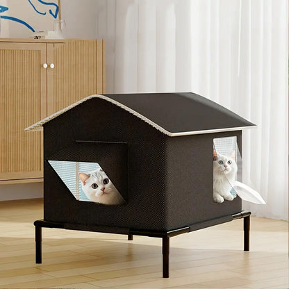 Raised Pet Bed with Moisture-Resistant Fabric and Stainless Steel Frame for Cats and Small Dogs