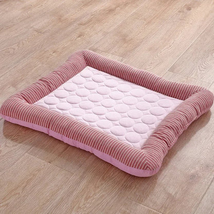 Pet Cooling Mat with Breathable Ice Silk Surface and Edge Stitching for Dogs and Cats