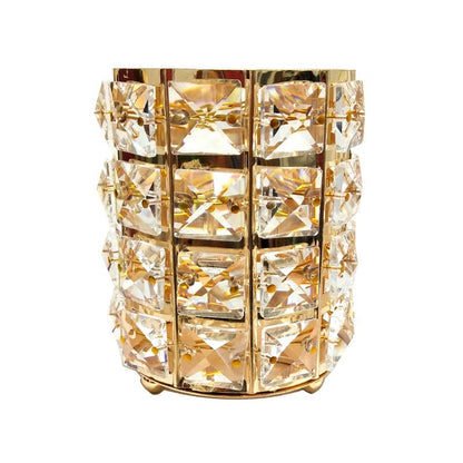 Crystal Makeup Brush Holder with Stainless Steel Frame and Glass Beads, Gold or Silver