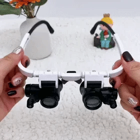 LED Magnifier Headset with Interchangeable 8x 15x 23x Lenses and Dual Pivoting Lights