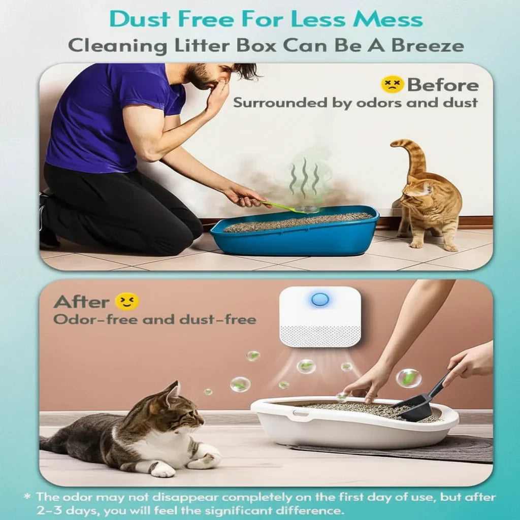 Cat Litter Box Air Purifier with Motion Sensor and 14-Day Battery