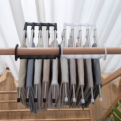 Metal Clothes Hanger with 5 Tier Design and Rotating Hook, Textured Non Slip Rods