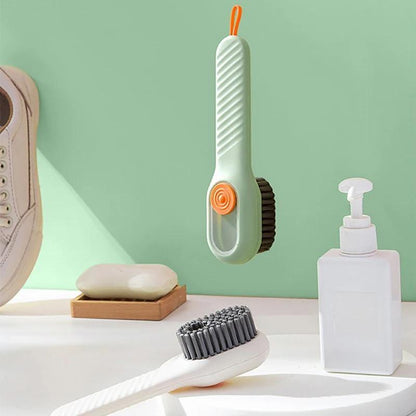 Shoe Cleaning Brush Set of 2 with Refillable Liquid Dispensing Handle and Soft Bristles