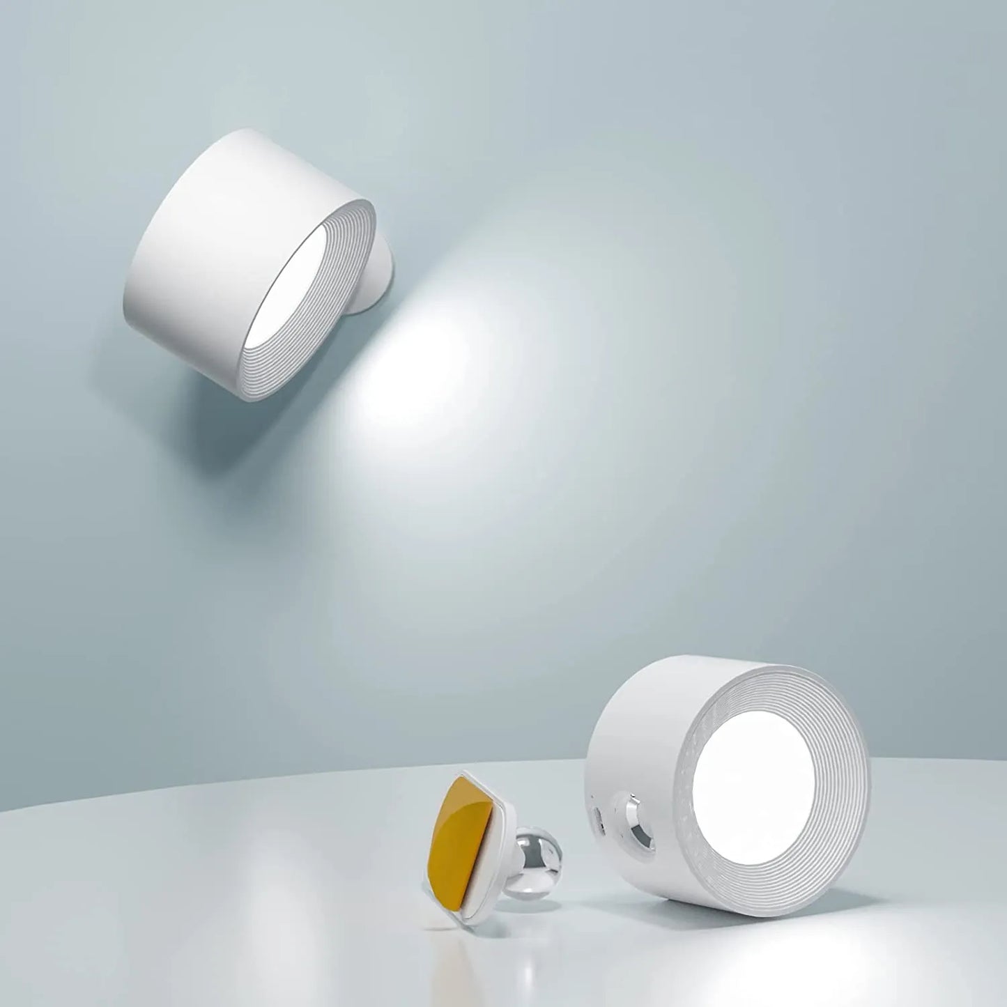 Cordless Magnetic Wall Lamp with 360° Rotation and Adjustable Brightness, 3 Color Temperatures