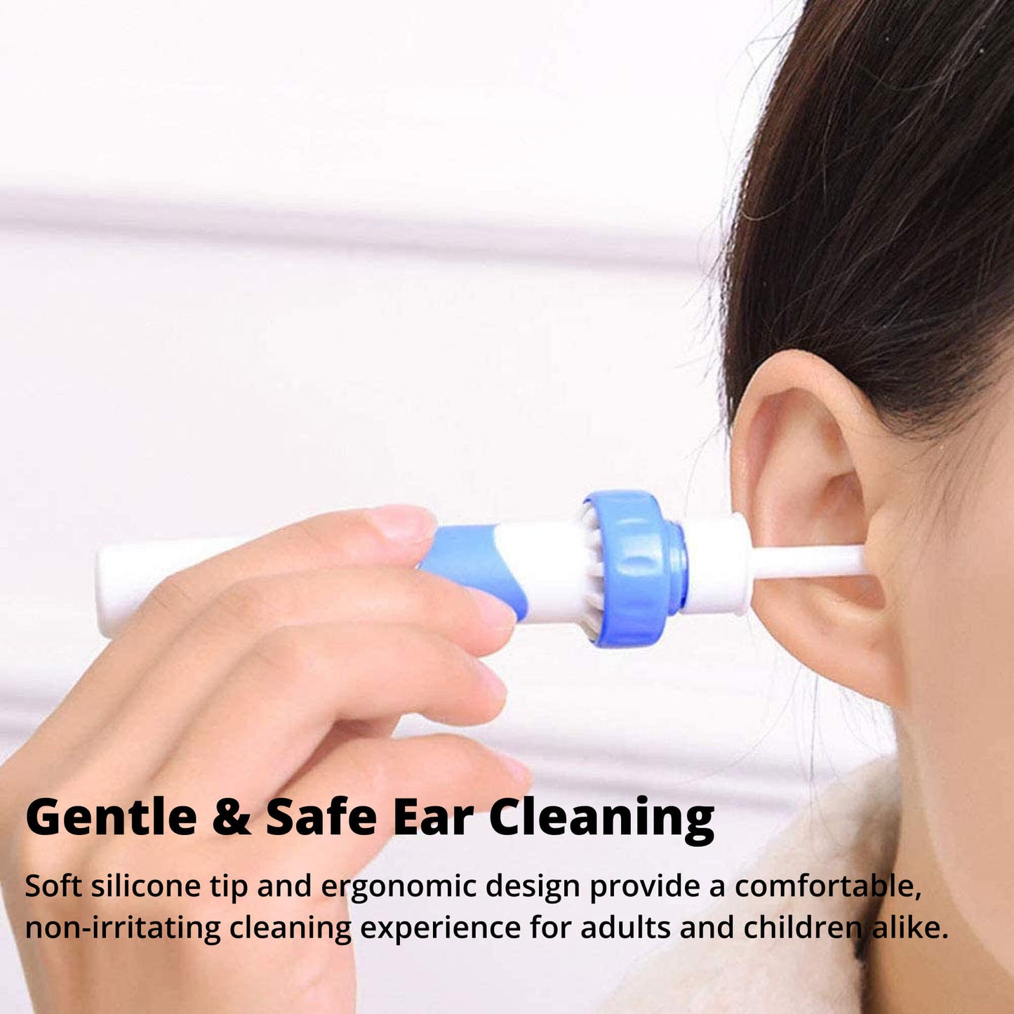 Electric Ear Wax Removal Tool with Silicone Tip and 60-Minute Battery, Portable Design