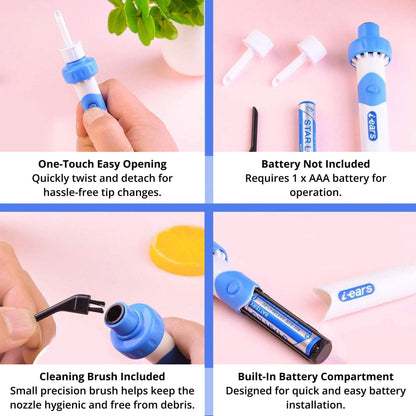 Electric Ear Wax Removal Tool with Silicone Tip and 60-Minute Battery, Portable Design