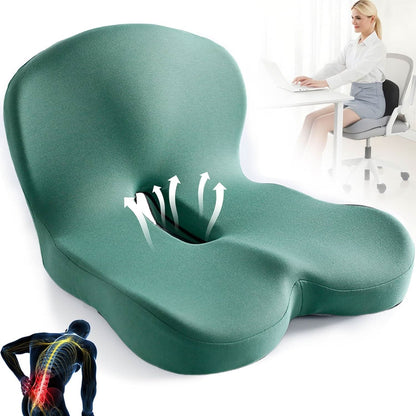 Memory Foam Seat Cushion with Non Slip Base and Machine Washable Cover