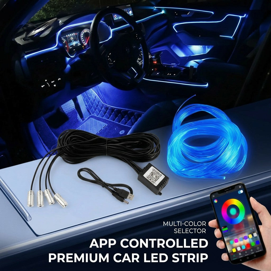 RGB LED Strip Lights for Car Interior with App Control and Flexible Design