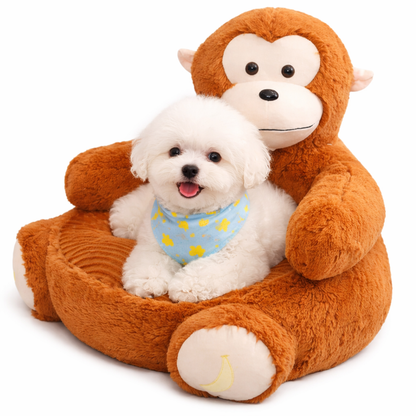Plush Pet Bed with Raised Sides and Removable Cover, Animal Shape Design