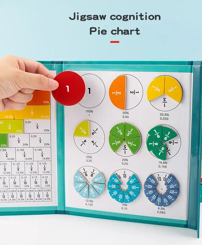 Fraction Learning Book with Magnetic Pieces and Visual Color Display