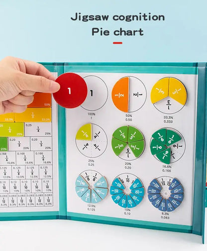 Fraction Learning Book with Magnetic Pieces and Visual Color Display