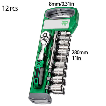 Socket Ratchet Set with 72 Tooth Head and Quick Release, 12 Piece Chrome Vanadium