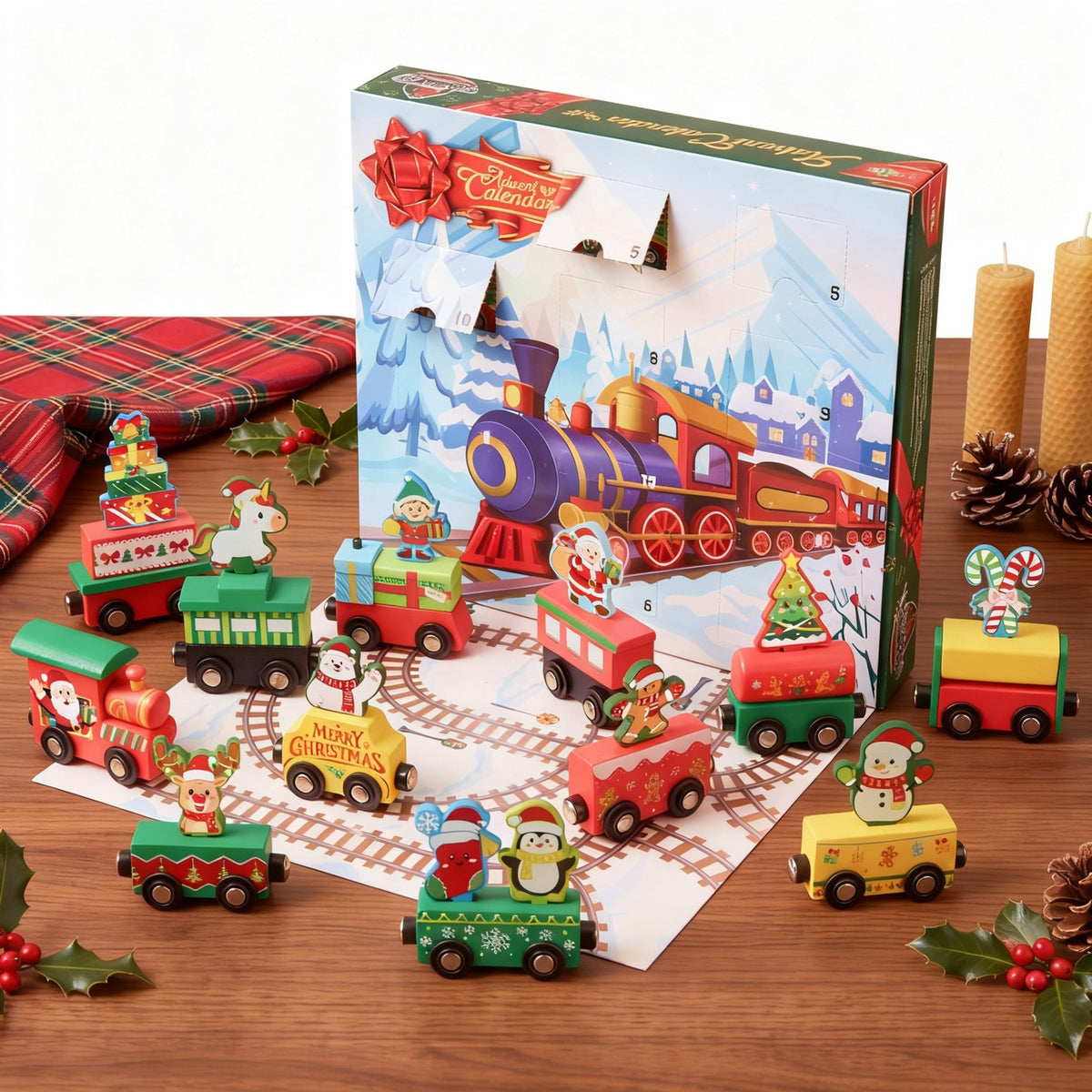 12 Day Magnetic Train Countdown Calendar with Linking Cars for Preschoolers