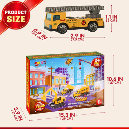 Christmas Countdown Calendar with Mini Construction Trucks and Foldable Road Play Mat