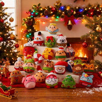 Plush Ornament Countdown Calendar with 24 Hanging Santa Reindeer and Snowman Toys