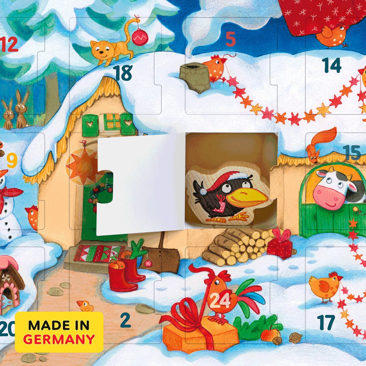 Reusable Wooden Animal Countdown Calendar with Story Chapters and 3D Winter Scene