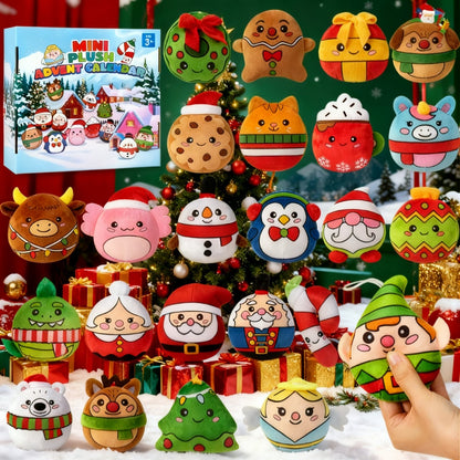 Plush Ornament Countdown Calendar with 24 Hanging Santa Reindeer and Snowman Toys