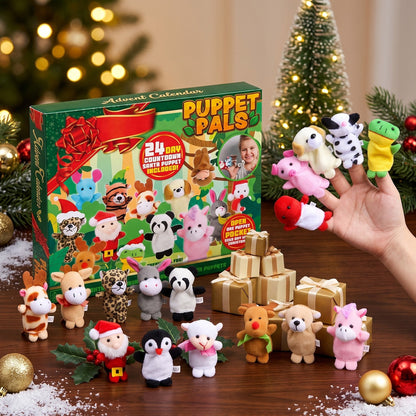 Christmas Countdown Calendar with 24 Soft Finger Puppets for Storytime Play
