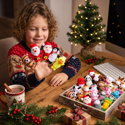 Christmas Countdown Calendar with 24 Soft Finger Puppets for Storytime Play
