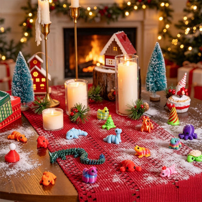Countdown Calendar with 24 Hard Printed Figures of Animals and Holiday Shapes for Collectors