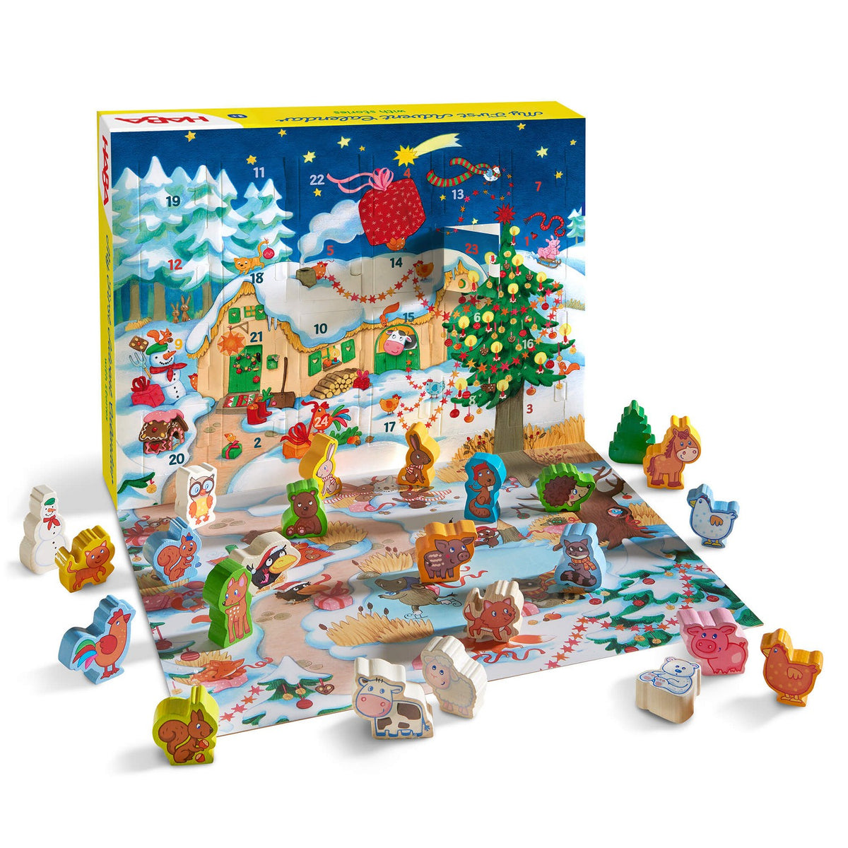 Reusable Wooden Animal Countdown Calendar with Story Chapters and 3D Winter Scene