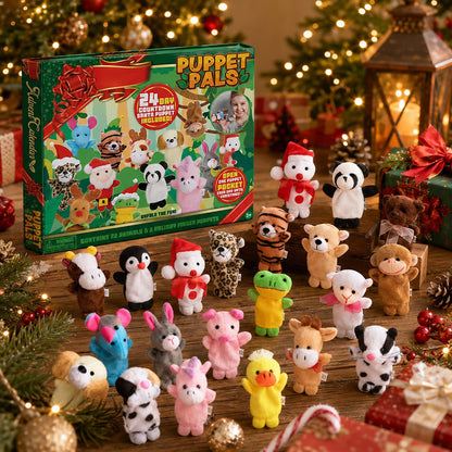 Christmas Countdown Calendar with 24 Soft Finger Puppets for Storytime Play