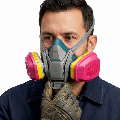 Multi-Purpose Reusable Respirator Mask with Quick Latch, NIOSH 60923 OV/AG/P100 Cartridge, Size Medium