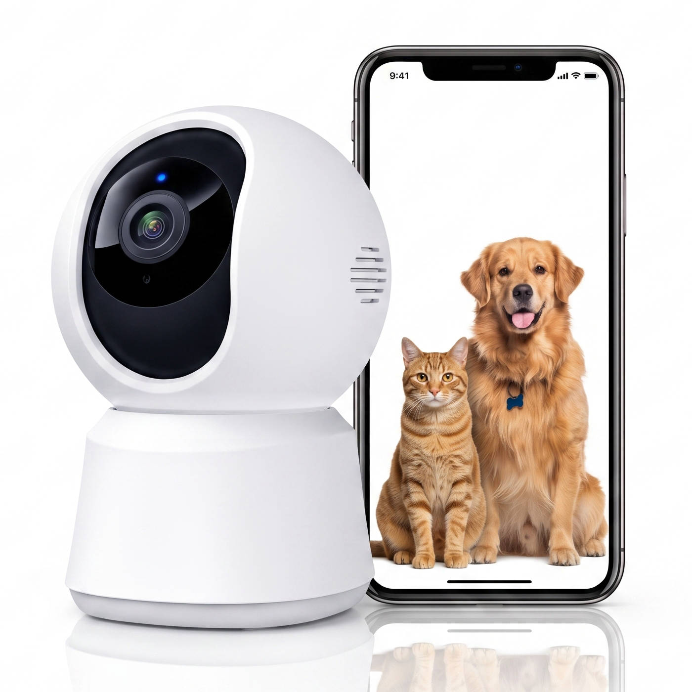 Pet Camera for Cats & Dogs, Indoor Security Camera with Wide Angle View
