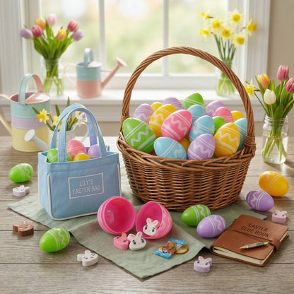 Mini Plastic Easter Eggs with Rubber Erasers 48 Pc Set, Colorful Easter Egg Hunt Fillers for Kids Party Favors