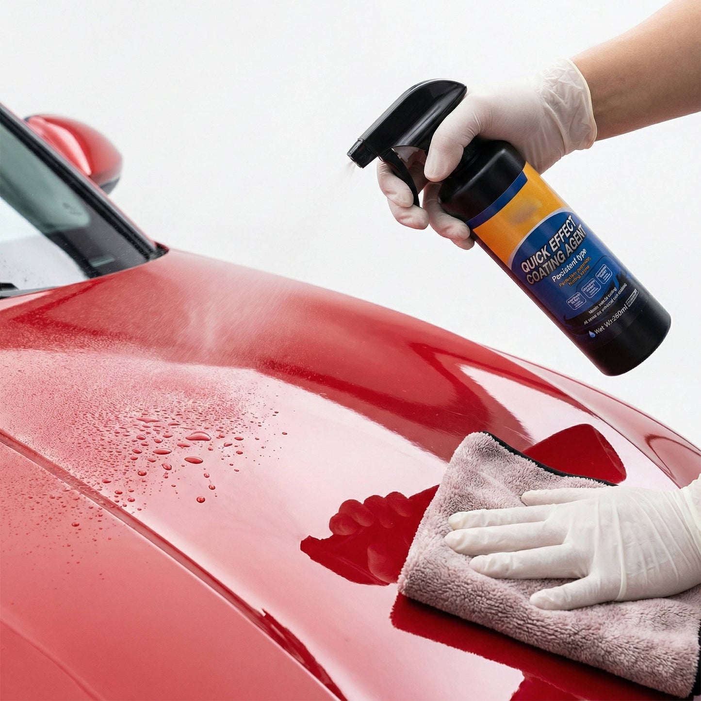 Quick Effect Ceramic Coating Agent, Advanced 3 in 1 Car Coating Spray with Hydrophobic Nano Protection & Mirror Shine, 16.9 oz