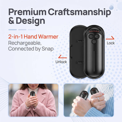 2 Pack Rechargeable Hand Warmers, 6000mAh Electric Hand Warmers with AI Smart Chips, Portable for Outdoor Activities