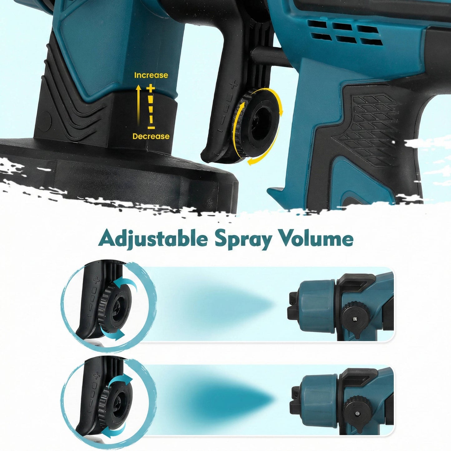 Cordless Paint Sprayer with 2 Batteries, 1000ml High Power Spray Gun with 3 Nozzles & 3 Spray Patterns for Furniture, Walls & Doors