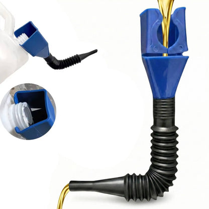 Hands Free Wide Mouth Oil Funnel, Spill Free Fuel Funnel with Flexible Extended Hose for Cars, Trucks & Motorcycles