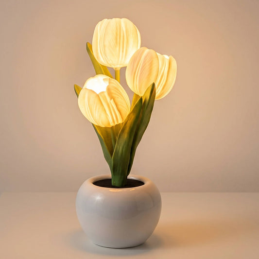 LED Tulip Night Light with Vase, Color Changing Mood Lamp for Home Decor Living Room Ambient Table Light