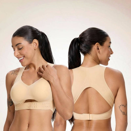 Women's Postural Correction Wireless Sports Bra, Full Coverage Breathable Yoga Bra with Non Removable Cups