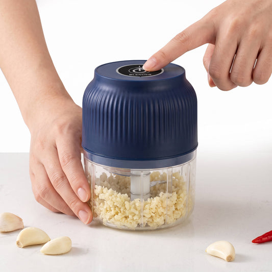 Electric Garlic Chopper, 300ML Portable Food Processor with 4 Sharp Blades, Cordless Vegetable Onion Meat Grinder