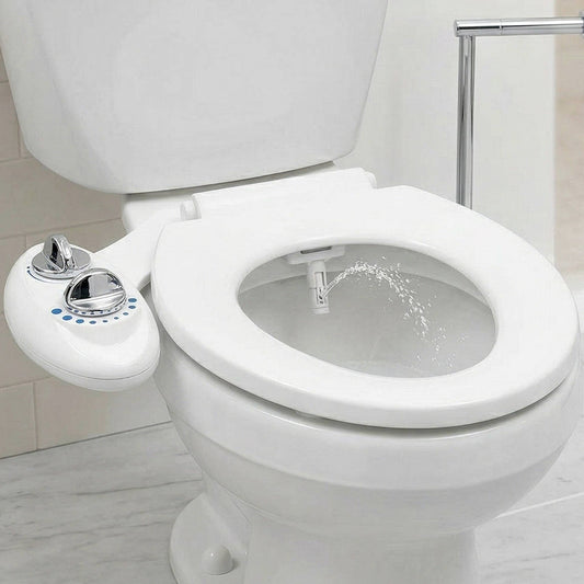 Self Cleaning Non Electric Bidet Attachment, Single Nozzle, Adjustable Water Pressure for Toilet Seat