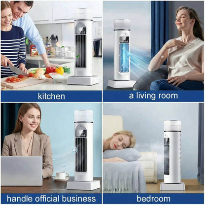 Portable AC Unit Air Conditioner for Home & Office, Bladeless Air Cooler Tower Fan with Water Tank & Smart Remote, 6 Speed