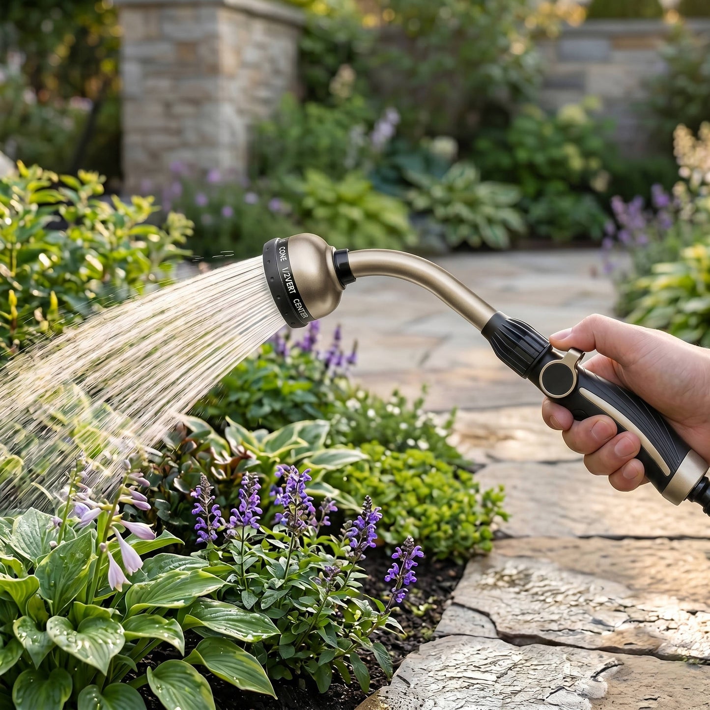 Heavy Duty Metal Garden Watering Wand, 15 Inch Hose Nozzle Sprayer with 10 Spray Patterns and Thumb Flow Control