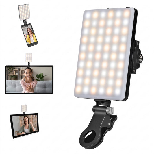 Video Conference Fill Light, Portable Selfie Ring Light, 3 Light Modes for Phone, iPhone, Webcam & Laptop