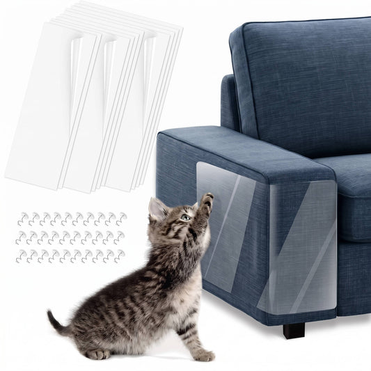 10 Pack Clear Cat Scratch Furniture Protectors for Couch & Doors with Twist Pins