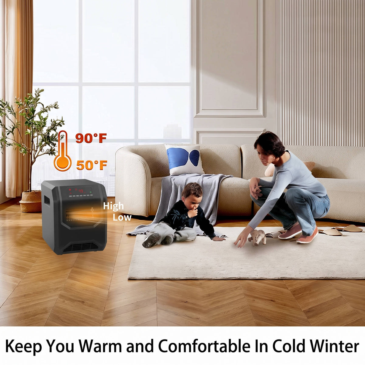 1500W Infrared Space Heater, Electric Indoor Heater for Home, Office & Bedroom