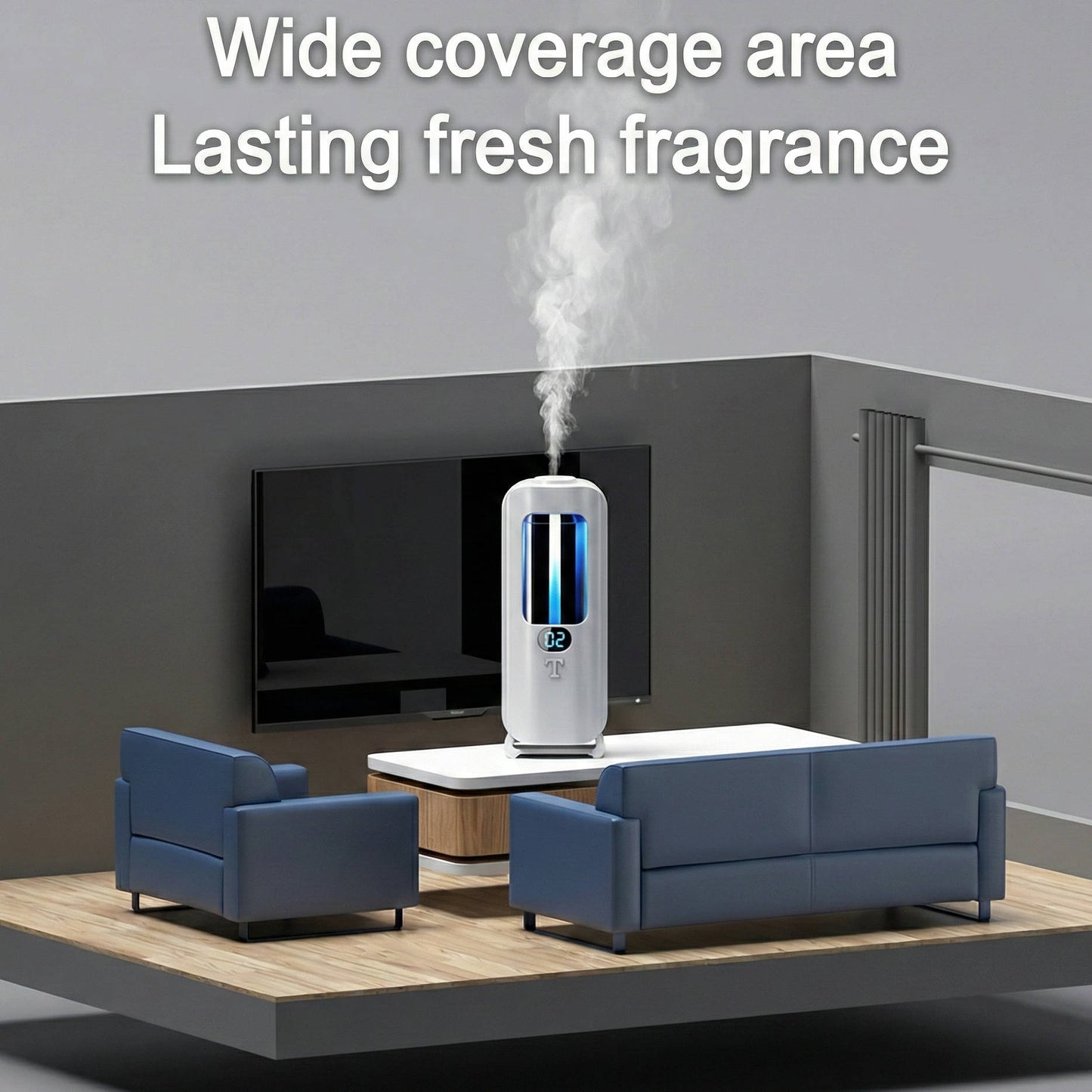 Air Humidifier and Aromatherapy Diffuser with Digital Display and Colored LED Lights
