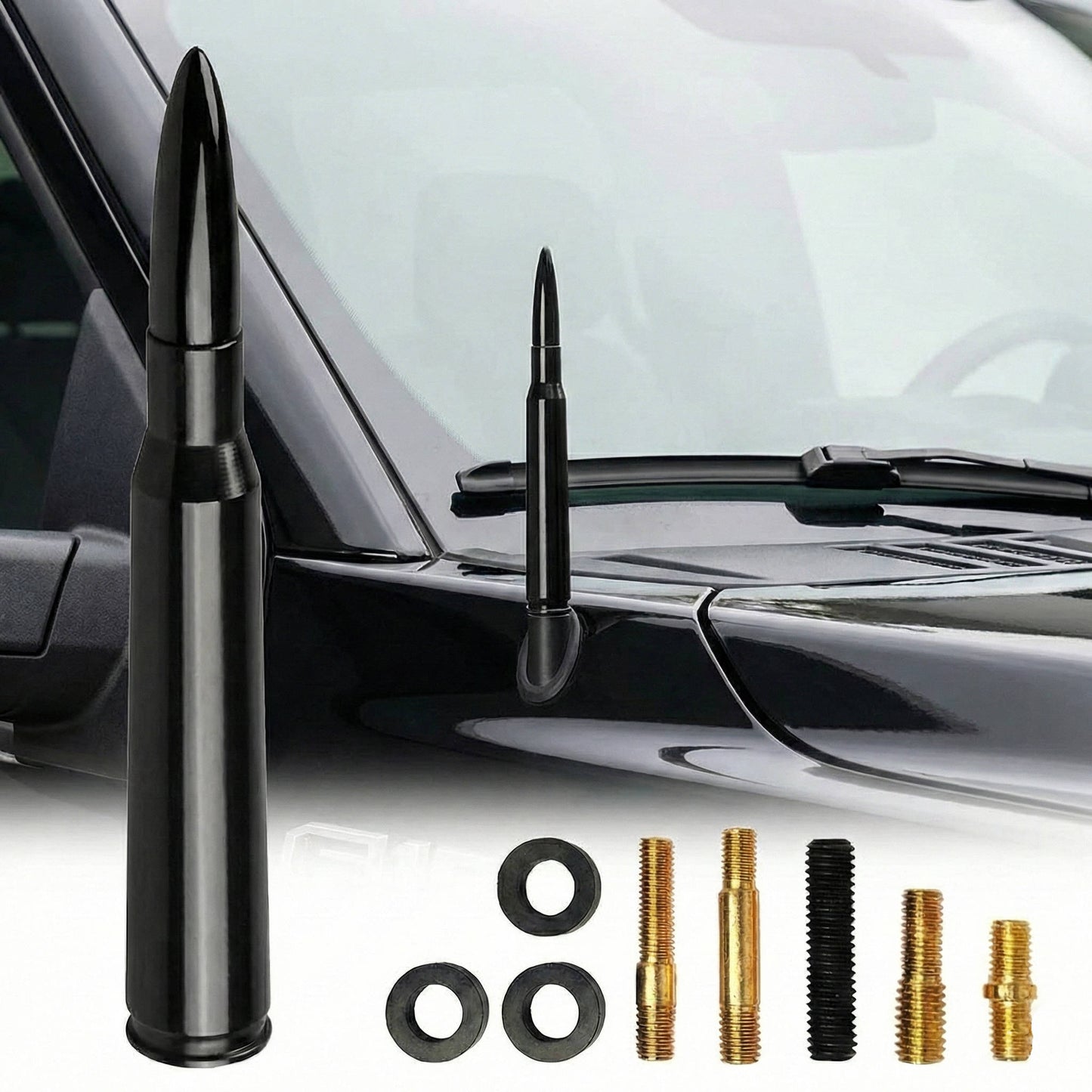 Universal Car Antenna Replacement with 8 Adapter Bolts and Sealing Rings