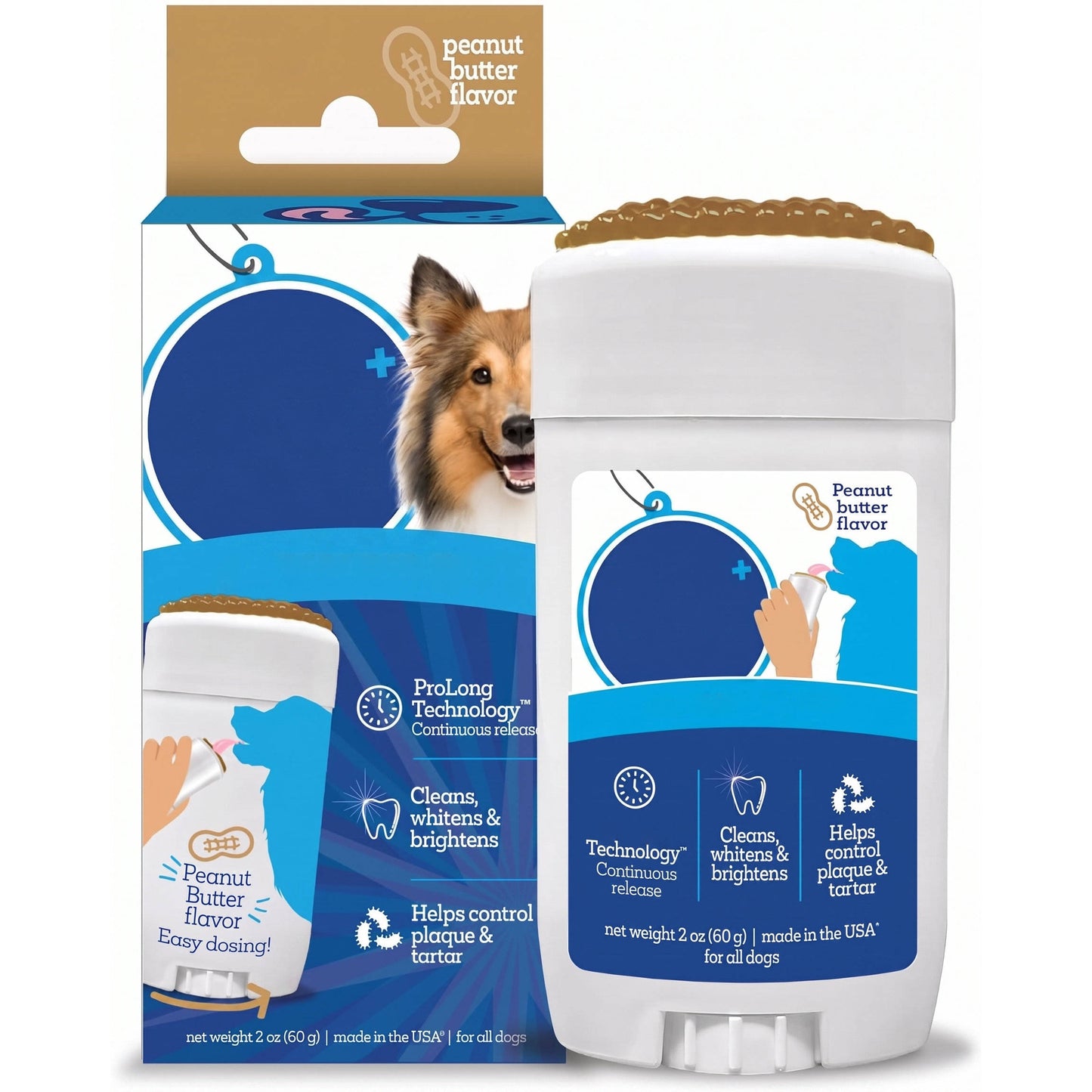 Dog Dental Gel, Teeth Cleaning & 24 Hour Breath Freshener, Peanut Butter Flavor, 30 Day Supply