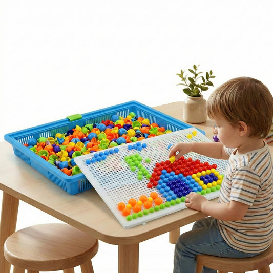 Peg Board Set 296 PCS Kids Mosaic Puzzle Toy with Storage Fine Motor STEM Ages 3+