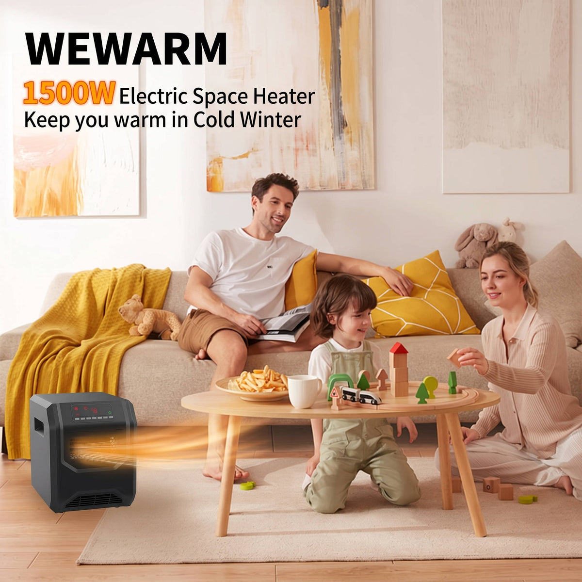 1500W Infrared Space Heater, Electric Indoor Heater for Home, Office & Bedroom