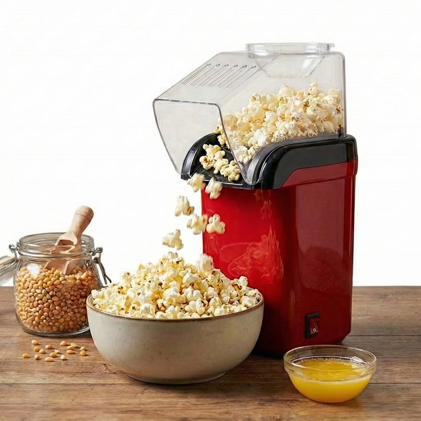 Electric Hot Air Popcorn Maker 1200W Fast Heating Corn Popper for Movie Night & Healthy No Oil Snack